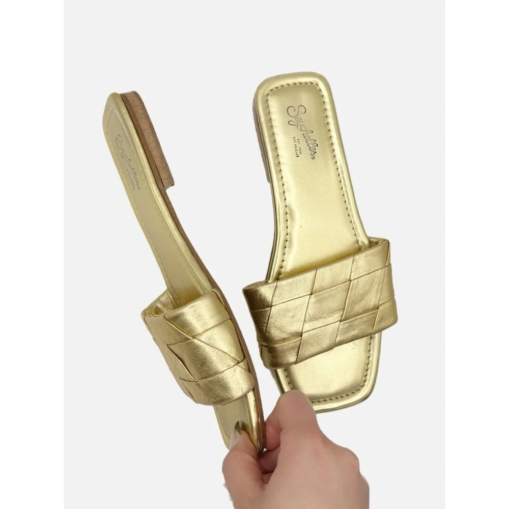 Seychelles Gold Metallic Portland Slide Leather Sandals - Picture 4 of 9